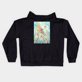 Free Fairy and Butterfly Art Watercolor Illustration Kids Hoodie